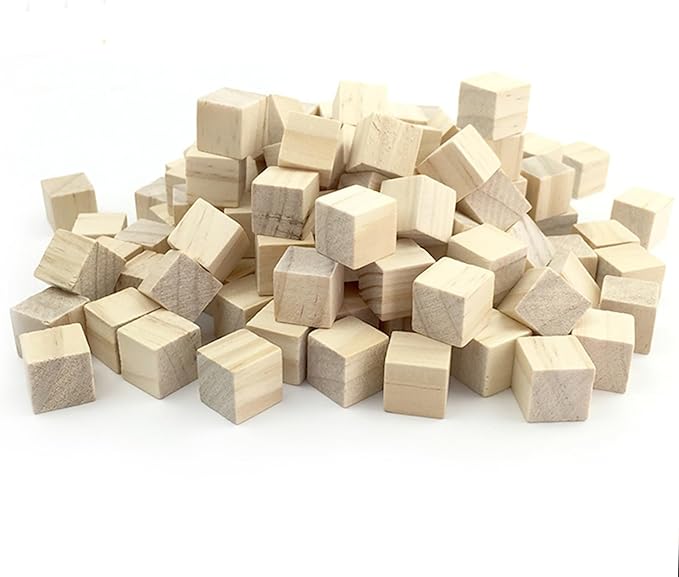 Unfinished Wooden Blocks 1 inch, Pack of 50,Small Wooden Cubes for Arts and Crafts – DIY - Photo Blocks- Plain Wooden Blocks
