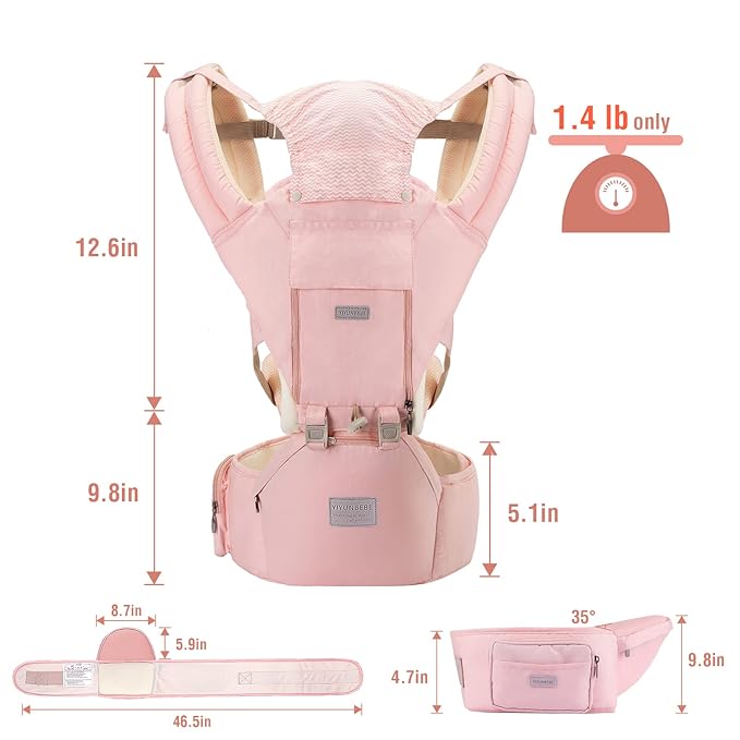 Baby Carrier Newborn to Toddler Baby Carriers with Seat Infant Baby Holder Backpack Baby Carriers Front and Back for Carrying and Hiking (Pink)