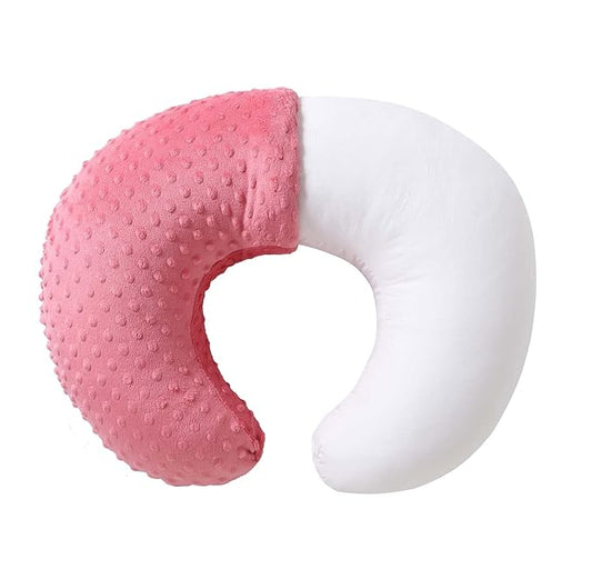 Nursing Pillow and Positioner, Breastfeeding, Bottle Feeding, Baby Sitting Support with Removable Ultra Soft Cover, Tummy Time Support for Baby Boys and Girls (StrawberryRed)