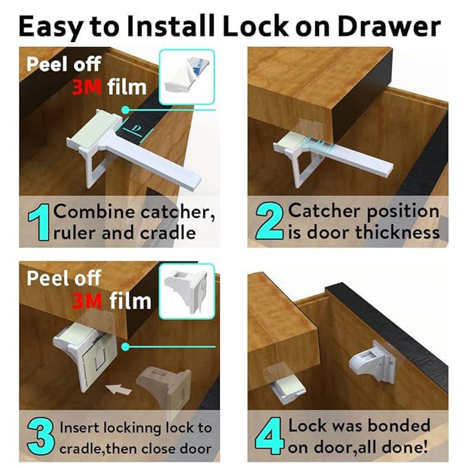 Upgraded (12Locks and 3Keys) Baby Proofing Magnetic Safety Locks with 3M Adhesive,One Minute Fast, Easy and No Drill Installation