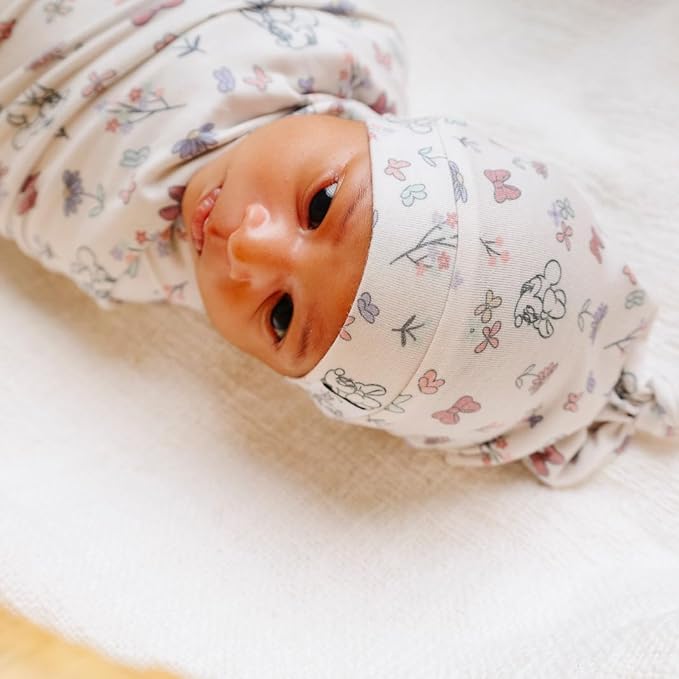 Copper Pearl Large Premium Knit Baby Swaddle Receiving Blanket Minnie Mouse's Bowquet