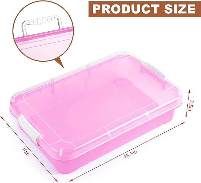 15 Inch Portable Sensory Bin Play Tray with Lid, Fill with Water, Sand, Beads and More (Pink)