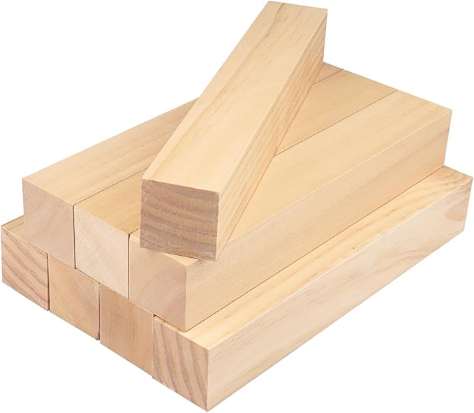 8 Pack Basswood Carving Blocks, 12x2x2 Inches Basswood Blocks for Beginner to Advanced Carvers, Ideal for DIY Projects and Gifts, Soft and Smooth, Easy Whittling and Carving,by GNIEMCKIN.