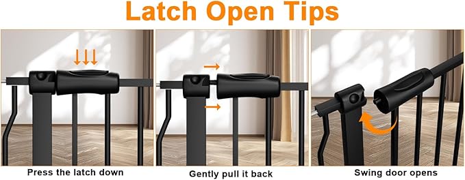 HOOEN Wide Baby Gates for Doorway Stairs 30" Tall 43.5 to 48 Inch Wide Indoor Child Gate for Kid or Pet Dogs Walk Through Pressure Mounted Baby Dog Gate