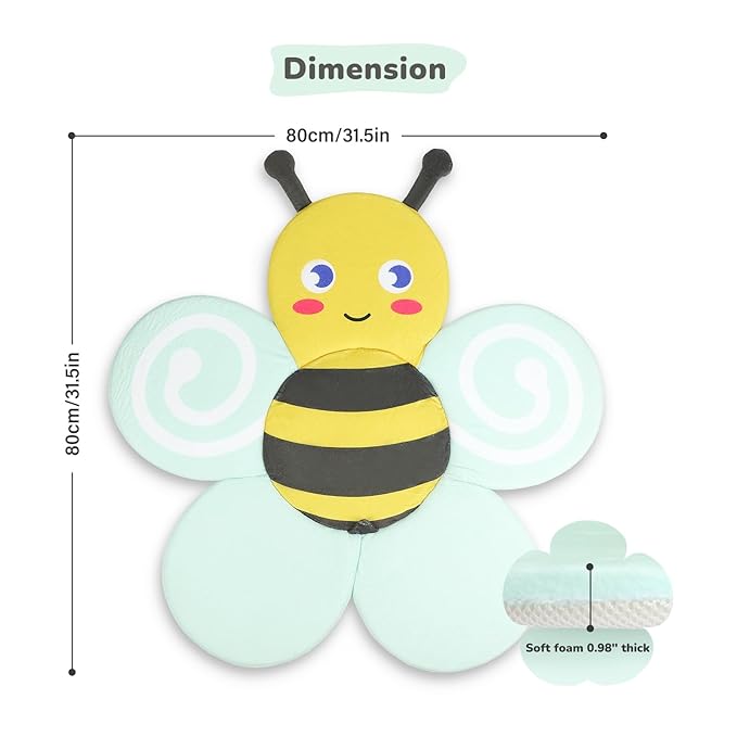 Baby Bath Pad for Infant Bathtub Sink, Non-Slip Flower Bathtub for Infants 0-6 Months, Soft Baby Sink Bath Cushion for Babies Bath Time, Newborns Bath Essentials Must Haves-Bee