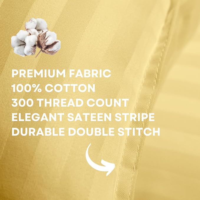 kinder Fluff Children Pillow (2Pack) 10x15in - First Pillow for Kids Age 2+, 100% Cotton Sateen Stripes Shell 300T, Down Alternative Fill, Machine Washable - Children & Travel Cushion - Yellow - XS