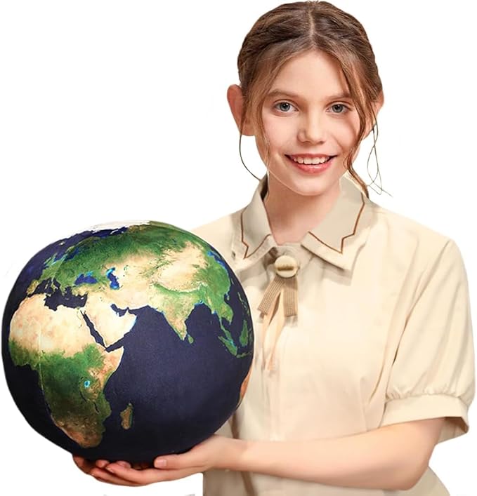 Ultra-ealistic 3D Planet,Moon,Earth,The Sun,Pillow Plush Toys,for Kids Teens Adults, for Teachers and Parents, Educational Toy Learning, 10.6 in (Dark Blue Earth)