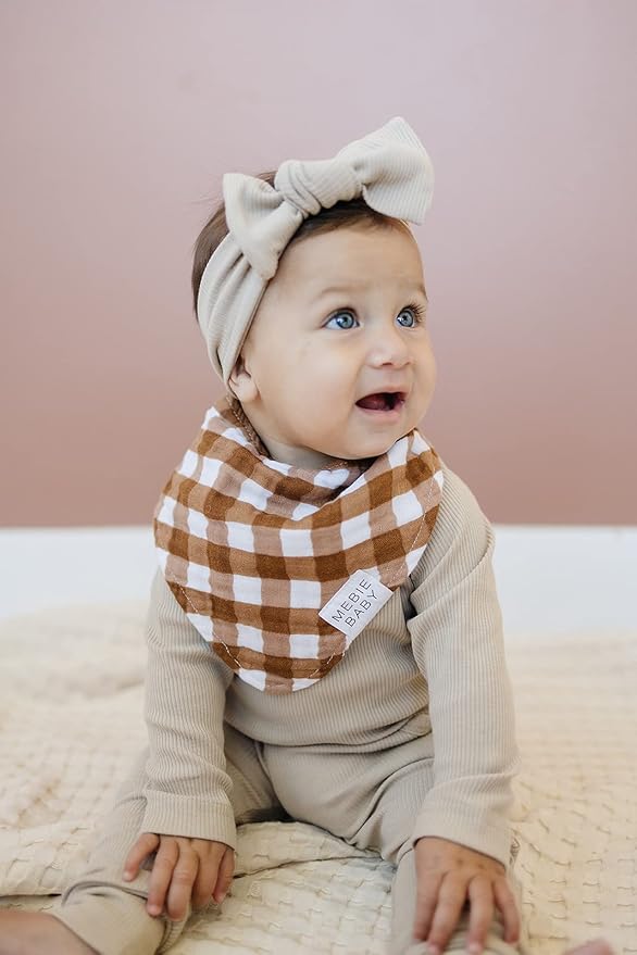 Mebie Baby Muslin Cotton Bib, 3 pack, Baby Bib Set for Burp, Spit Up, Drool, Bandana Bibs for Baby Boy or Baby Girl