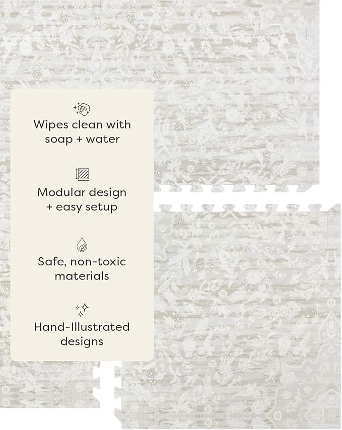 House of Noa Baby Play Mat – 4x6 Laurel Emile – Set of 6 Tiles – Cushioned EVA Foam Play Mat for Floor, Soft Interlocking Baby Crawling Mats for Hard Floors