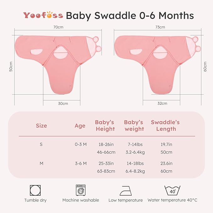 Yoofoss Baby Swaddles for Newborns 100% Organic Cotton, Adjustable Swaddle Sleep Sack 3-6 Months Newborn Swaddle Sack, Breathable Soft(Medium)