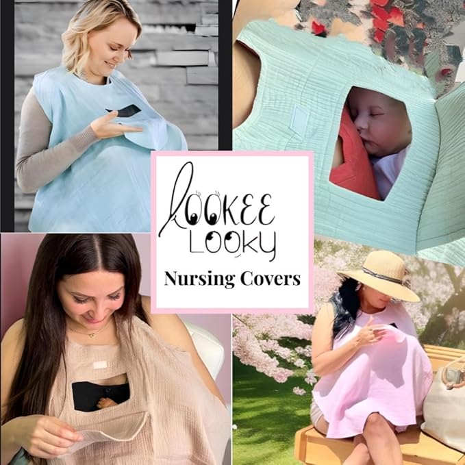 Muslin Nursing Cover for Baby Breastfeeding –with Peekaboo Window -100% Breathable Cotton Privacy Nursing Shawl - Multiuse Apron for Moms