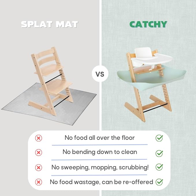 CATCHY -Food Catcher-Compatible with Stokke Tripp Trapp High Chair +11 Other High Chairs-Highchair Sold Separately-Baby & Toddler Food & Mess Catcher-Premium Linen Inspired -Under High Chair Accessory