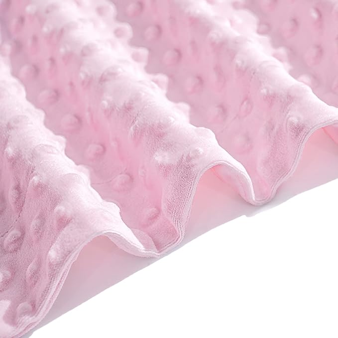 david's kids Micro Fleece Minky Baby Blanket for Girls with Double Layer and Soothing Raised Dots, 40x50 Inches Breathable and Soft Lightweight Receiving Blanket for Newborns, Pink