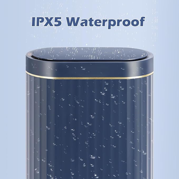 ELPHECO 2 Gallon Sensor Trash Can - 7.5L Waterproof Motion Sensor Trash Can, Automatic Bathroom Trash Bin, Slim Garbage Can, Bathroom, Office, Bedroom, Midnight Blue