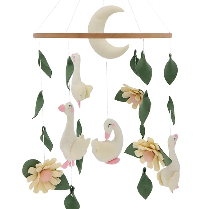 Goose Mobile for Crib Handmade Felt Nursery Decor Crib Mobile Goose for Bassinet Baby Shower Newborn Baby Gift (Goose)