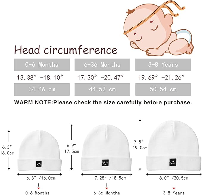 2Pack Baby Beanie Knit Toddler Hat for Girls Boys 0-8 Years