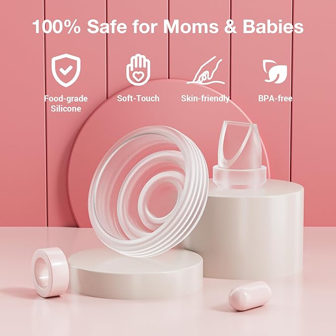 4Pack Silicone Duckbill Valve & 2Pack Silicone Diaphragm Compatible with Momcozy M5 Wearable Breastpump, Electric Breast Pump Replacement Parts for M5, Breastfeeding Essential Accessories