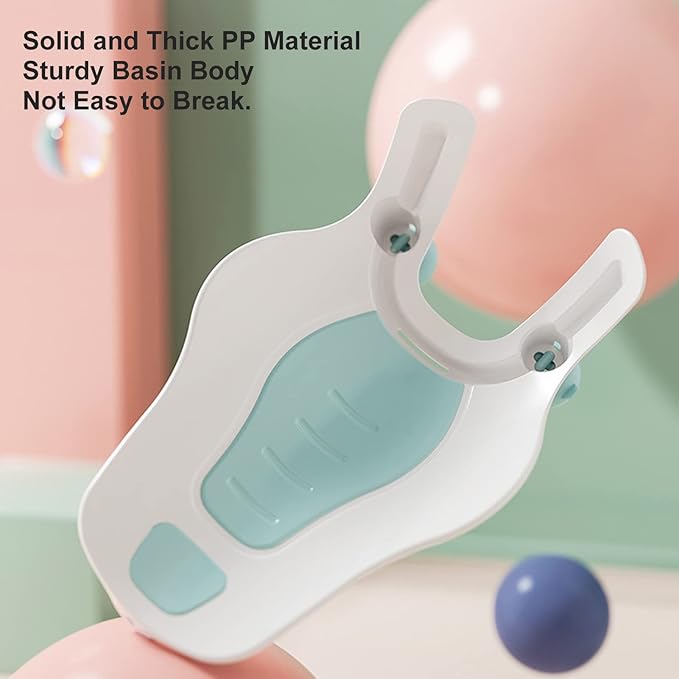 VBESTLIFE Clean Rinse Baby Bather, Folding Portable Washing Infant Lying Bather for Boy Girl, Multifunction Quick Dry Bath Support for Use on Counter Sink Bathtub Summer (Mint Green)