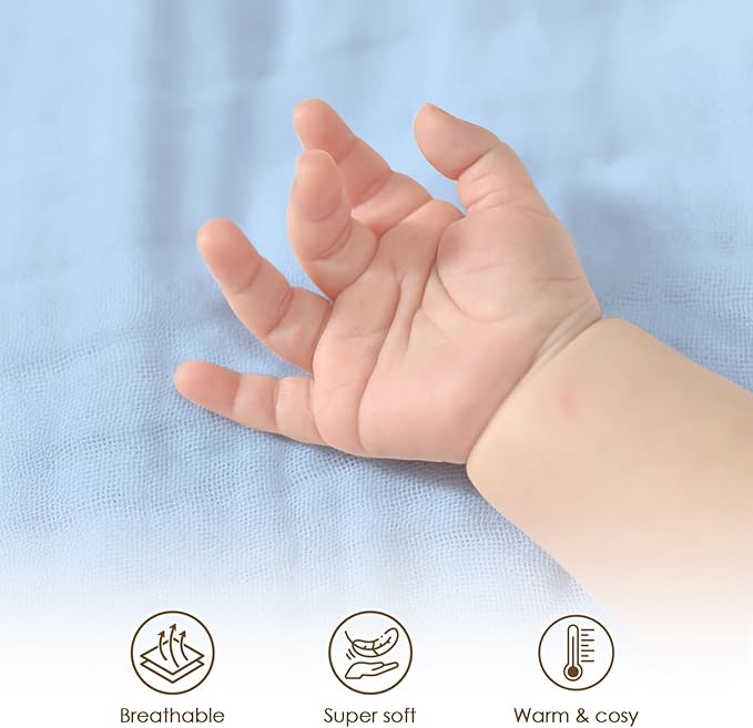 Baby Blankets for Boys, Soft Nursery Minky Blankets with Muslin and Dotted Fleece Back 30x40 inches, Receiving Bed Quilt for Newborn, Infants, Toddlers (Light Blue)