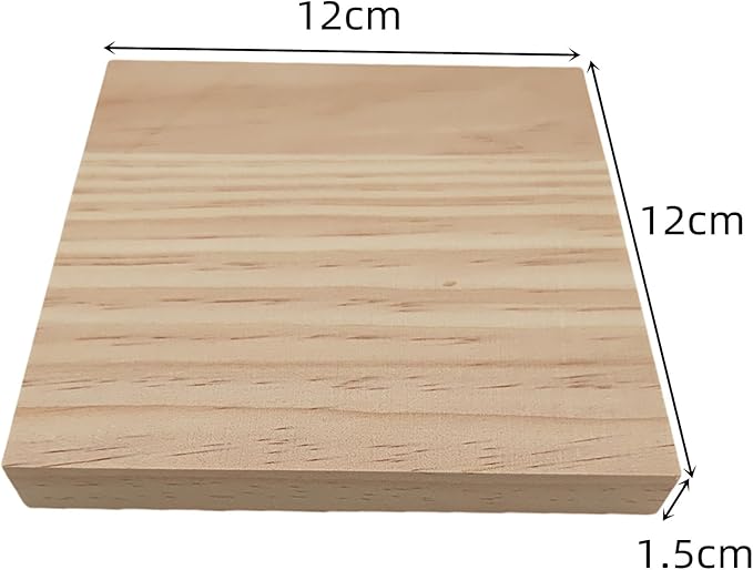 12PCS Unfinished Wood Square Blocks for Crafts, 4.7x4.7x0.6in Blank Wooden Squares Pine Wood Boards for Wood Carving,DIY Wood Coasters,Painting & Burning