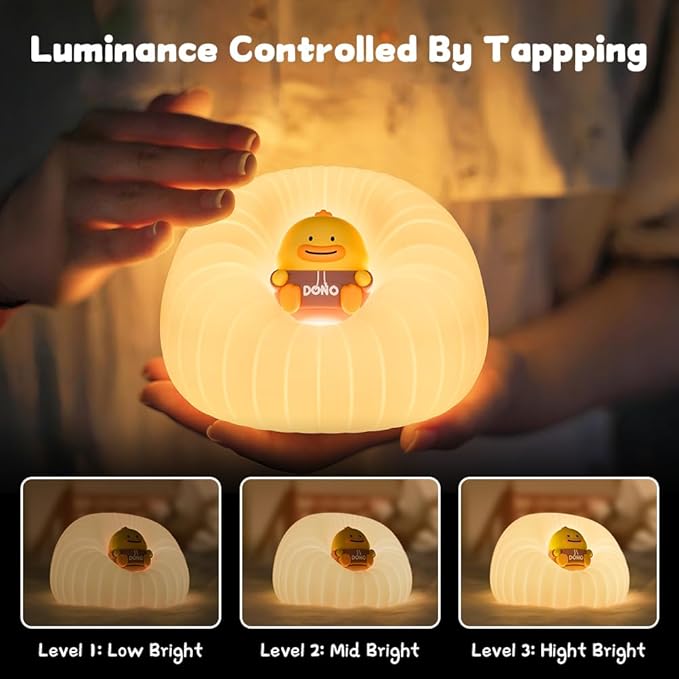 Night Light for Bedroom, Rechargeable LED Lamp with 3 Adjustable Brightness and Automatic Shut-Off, Soft Silicone Design, Touch Control, Suitable for Infants, Toddlers, Girls, and Boys