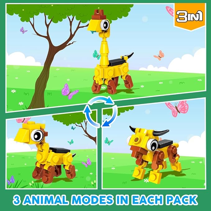 30 Pack Party Favors for Kids, 750 PCS Animals Building Block Toy for Goodie Bag Stuffers, Classroom Student Prizes Easter Gift Children's Day Birthday for Kids Boys Girls Ages 6-12+