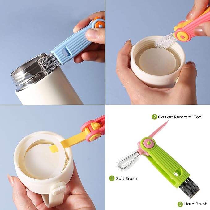 5-in-1 Baby Bottle Brush Set, Bottle Brush for Baby, Bottle Cleaner Brush Set, Including Nylon and Silicone Bottle Brush, Bottle Cap Brush, Straw Brush, Nipple Brush, BPA-Free (Green)