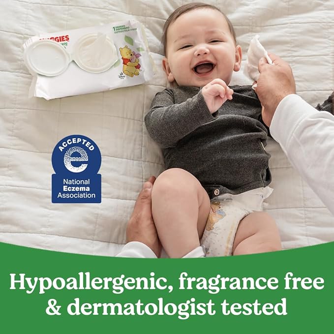 Huggies Natural Care Sensitive Baby Wipes, Unscented, Hypoallergenic, 99% Purified Water, 9 Flip-Top Packs (3 packs of 3), 504 Total Wipes (56 Wipes per pack), Packaging May Vary
