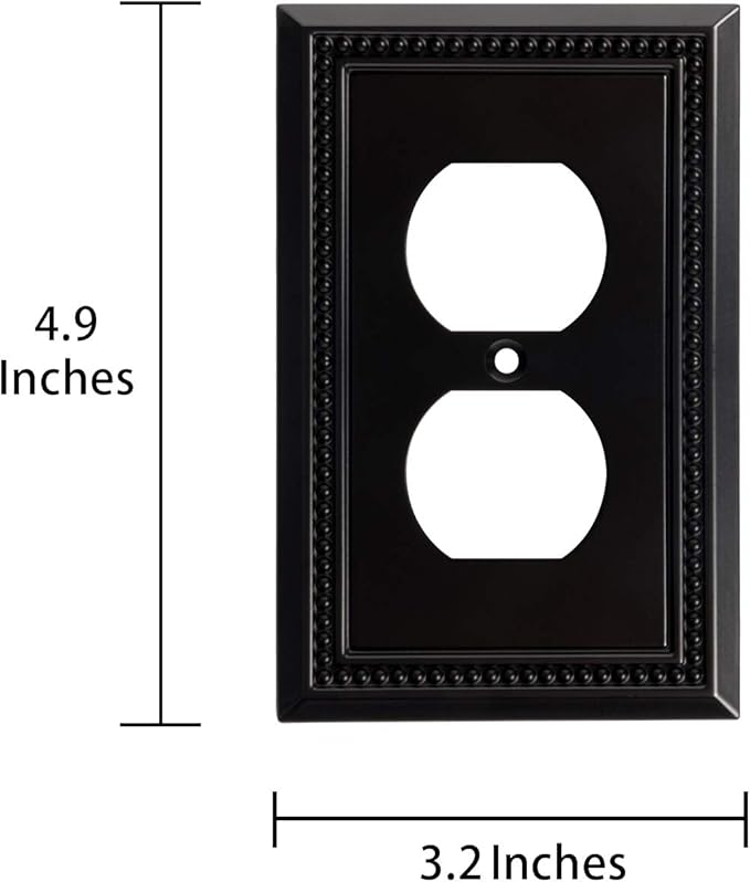 Henne Bery Sunken Pearls Heavy Duty Switch Plate/Wall Plate/Outlet Cover (Single Duplex 2PK, Matte Black
