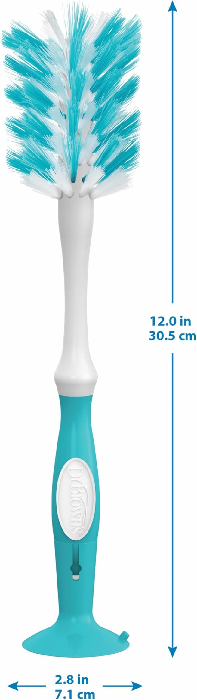 Dr. Brown's Deluxe Bottle Brush, Cleaning Brush for Baby Bottles, Nipples, and Sippy Cups with Suction Cup Stand & Bonus Brush, BPA Free (Pack of 12)