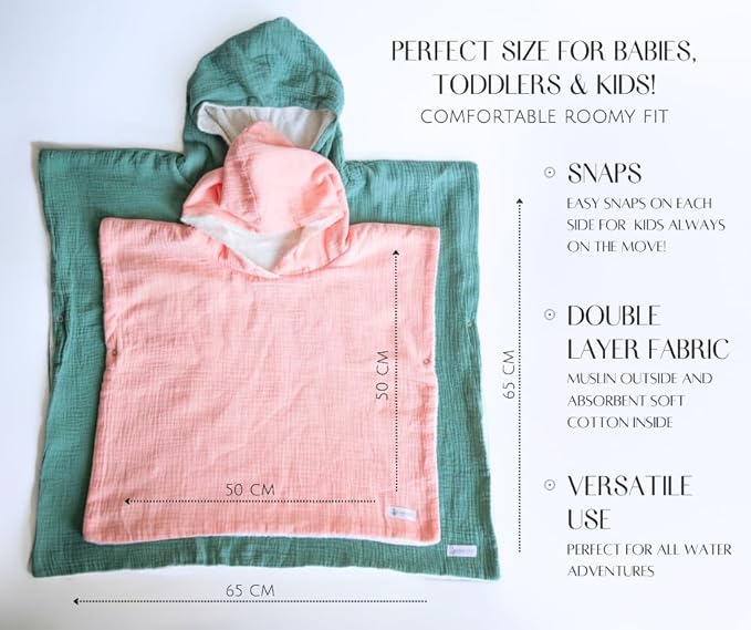 Hooded Poncho Towel for Babies, Kids, and Toddlers - Versatile Swim and Bath Coverup for Beach and Pool Fun
