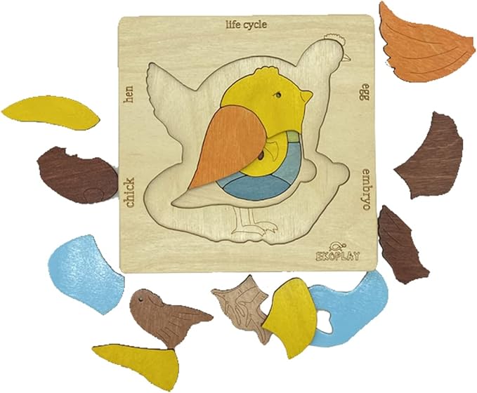 Life Cycle of A Chicken | 20 Piece Wooden Jigsaw Puzzle for Kids | for Preschool Kids, Learning Educational Toys Gifts for Boys & Girls 3+ Years