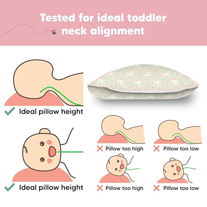 Toddler Pillow with Pillowcase - 13x18 My Little Dreamy Kids Travel Bed Pillows for Sleeping, Organic Cotton Small Pillowcase, Soft & Breathable, Machine Washable, Toddlers 2-5 Years Old (Grace)