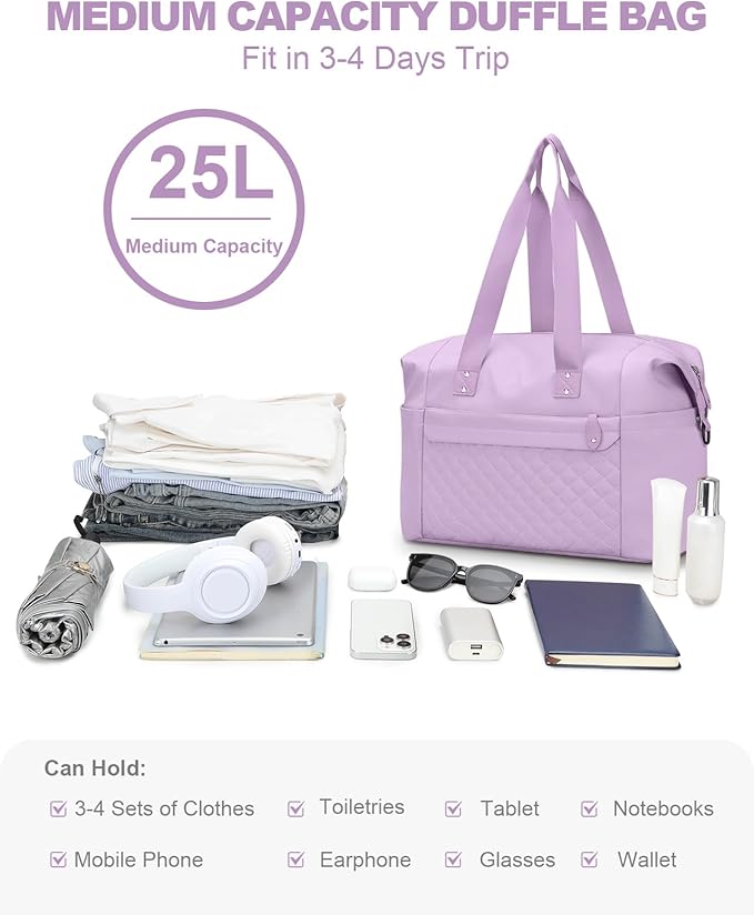 Travel Duffle Bag, Waterproof Weekender Overnight Hospital Bags for Women Men with Toiletry Bag Lightweight Carry on Personal Item Duffle Gym Bag for Travel, Airplanes, Sports