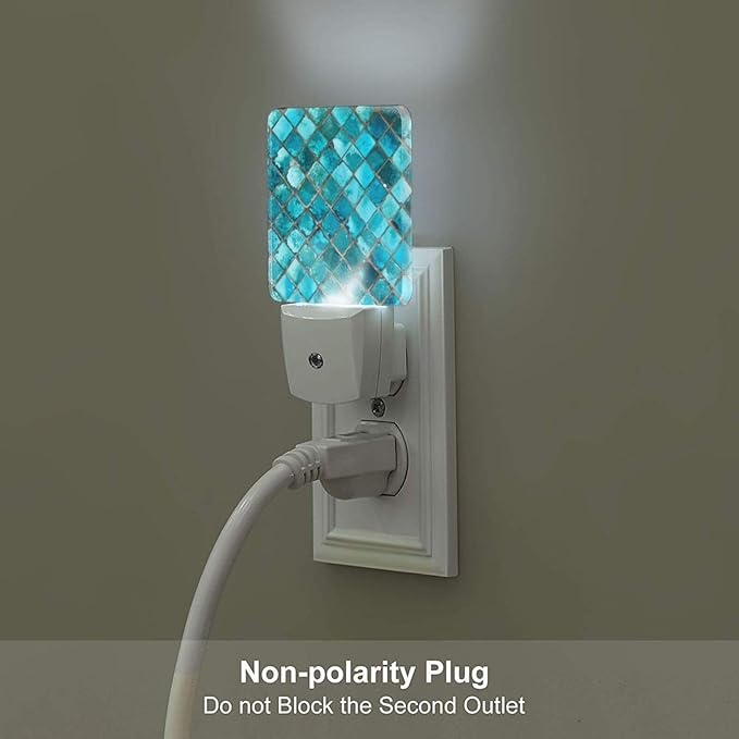 Turquoise Blue Night Light,Plug Into Wall Decor for Stairway,Hallway,Kitchen,Dusk to Dawn Sensor Nightlights for Boys/Girls/Women/Men Room Gifts