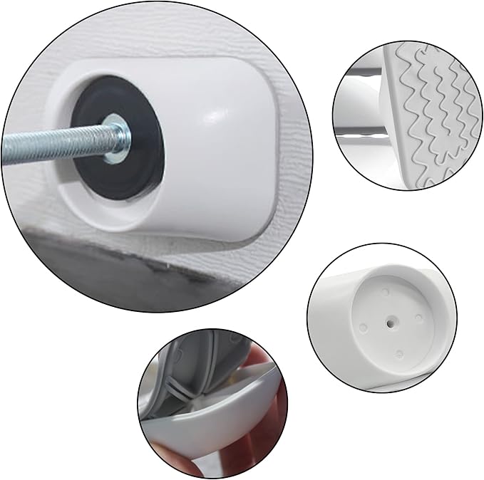 Baby Gate Extender Extention-4 Pack M8 (8MM) Baby and Pet Safety Stair Gate Threaded Spindle Rods Replacement Parts Bundle with Wall Protector (Round-White-4 Pack)