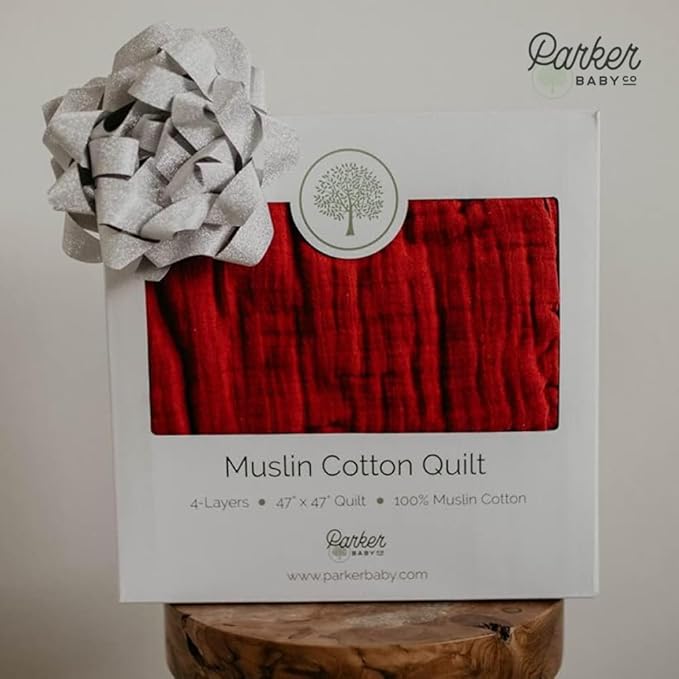 Parker Baby Muslin Blanket | 100% Soft Cotton Toddler Quilt & Baby Muslin Swaddle | Gender Neutral Design 47" x 47" Blanket