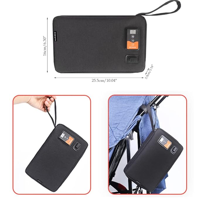 Portable USB Car Wipes Heater Warmer with Digital Display Screen,5V/10W Baby Wipes Thermostat Heating Bag,Heating Temperature Adjustable,Up to 80Pcs Wipes Capacity,for Car/Home/Travel/Camping
