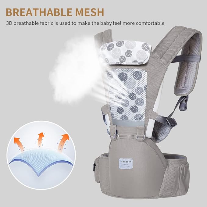 Baby Carrier 6-in-1 Newborn to Toddler, Baby Carrier with Hip Seat Lumbar Support 7-41 lbs, Baby Soft Carrier for All Seasons & Positions, Adjustable Size for Shopping Hiking Travelling