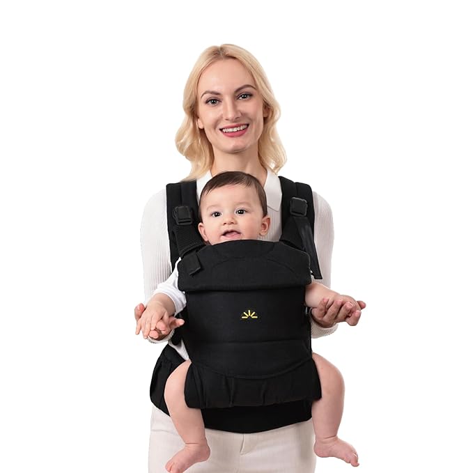Baby Carrier for Newborns to Toddlers, Adjustable, Ultra-Soft and Weightless, Ergonomic Baby Carrier with Head Support, Baby Travel Gear, Baby Essentials (Black)