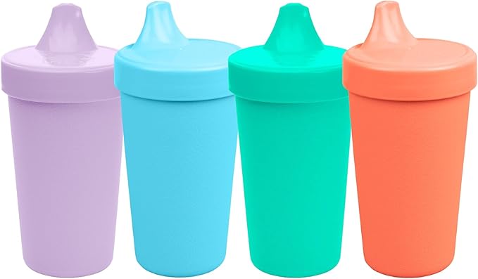 Re-Play Sippy Cups for Toddlers - 10 Oz. Reusable Spill Proof Cups for Kids, Dishwasher/Microwave Safe - Made in USA - Set of 4-3.13" x 6.25" - Bubble Pop
