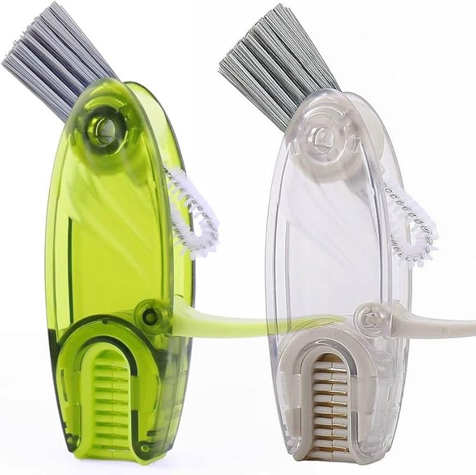 4 in 1 Cup Lid Cleaning Brush Set Multifunctional Bottle Brush Cleaner Tiny Bottle Cup Lid Brush Straw Cleaner Tools Mini Silicone Bottle Cup-Holder Cleaner with Hook Remover Green&White