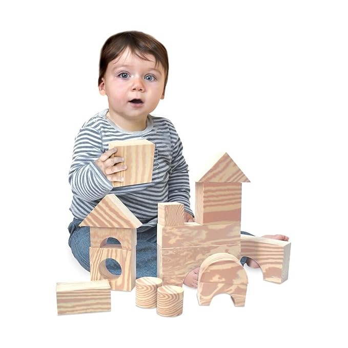 Edushape Wood-Like Soft Blocks, 30 Pieces - Nurture Imagination and Spark Creativity Toys Ideal Birthday Present - for Kids Aged 3+