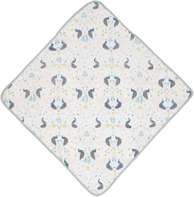 Little Unicorn Premium Infant Hooded Bath Towel| Soft & Absorbent Cotton & Terry Fabric for Newborns (Peacock)