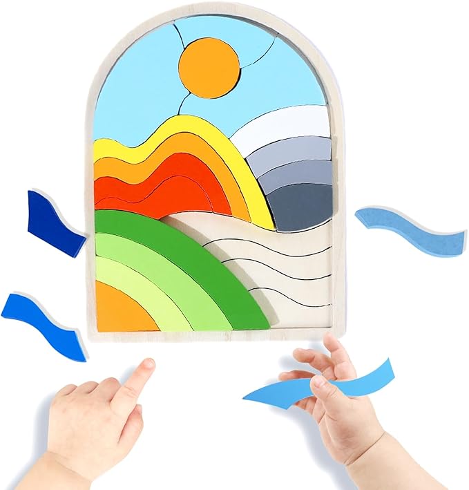 Jigsaw for Baby Boys, Wooden Puzzles for Toddlers 3-5, Boys Girls Birthday Gift for Kids Ages 4-6, Toddler Puzzles Montessori Toys for 3 Year Old, Great Gifts for 3+ Year Olds (Hills)