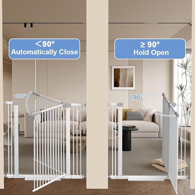 40.55" Extra Tall Baby Gate -63"-65.7" Extra Wide Baby Gate Pet Gate for Stairs and Doorways-1.37" Ultra Narrow Spacing Pressure Mounted Dog Gate with One-Handed Operation(63"-65.7")