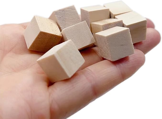Wood Blocks for Crafting, Unfinished Wood Cubes, 1/2 Inch Natural Wooden Blocks, Pack of 180 Wood Square Blocks, Wooden Cubes for Arts and Crafts and DIY Projects