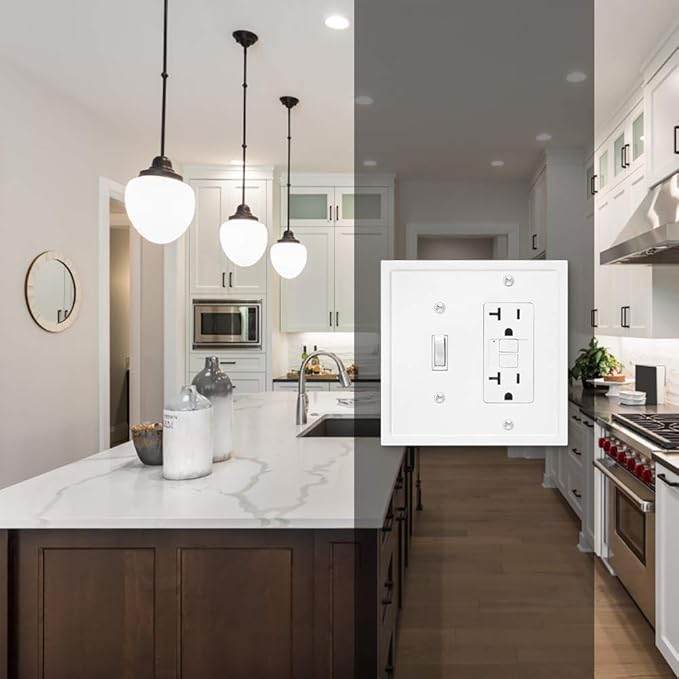 Modern Edge Decorative Wall Plate Switch Plate Outlet Cover, Durable Solid Zinc Alloy (Toggle/Decorator, White)