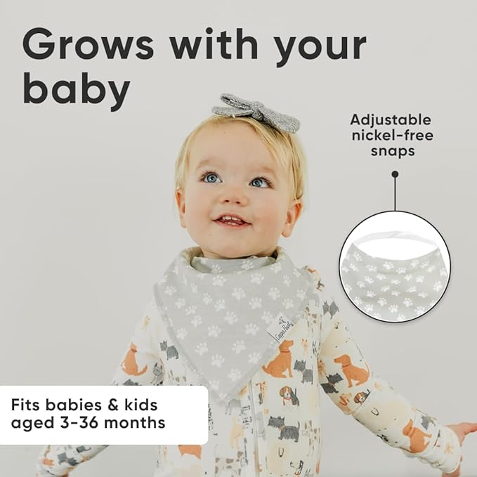 Copper Pearl 4 Pack Soft Cotton Baby Bibs for Drooling and Teething, Absorbent Drool Bibs for Baby Girl and Boy, Adjustable to Fit Newborns to Toddlers, Tons of Styles (Rufus)