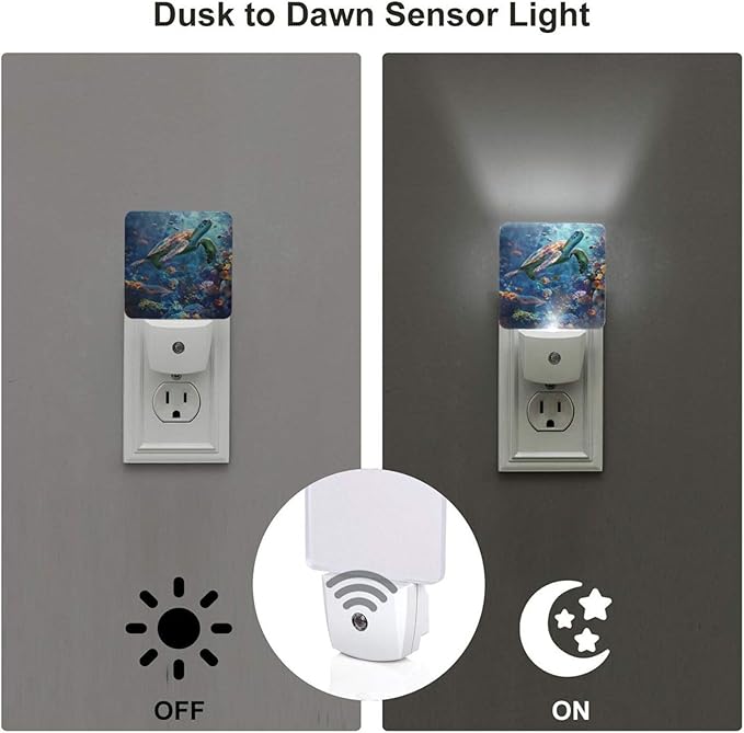 Led Night Light, Sea Turtle Decorative Plug in Nightlights,with Smart Auto Dusk to Dawn Night Light for Bedroom, Kitchen, Nursery, Bathroom
